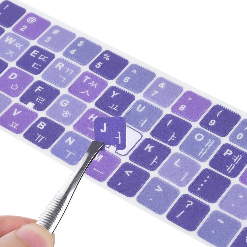 DAMMOMKO 2Pack Korean Keyboard Stickers, Korean-English Keyboard Sticker on Purple Background with White Lettering, Korean Keyboard Letters Replacement Stickers for Laptop Desktop Computer Notebook - Image 1